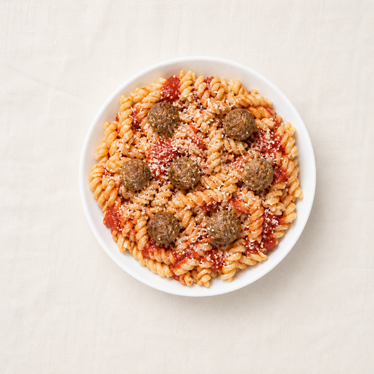 Rotini Pasta and Meatballs