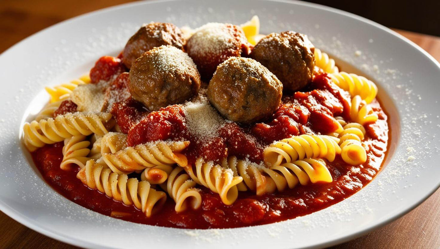 Rotini Pasta and Meatballs
